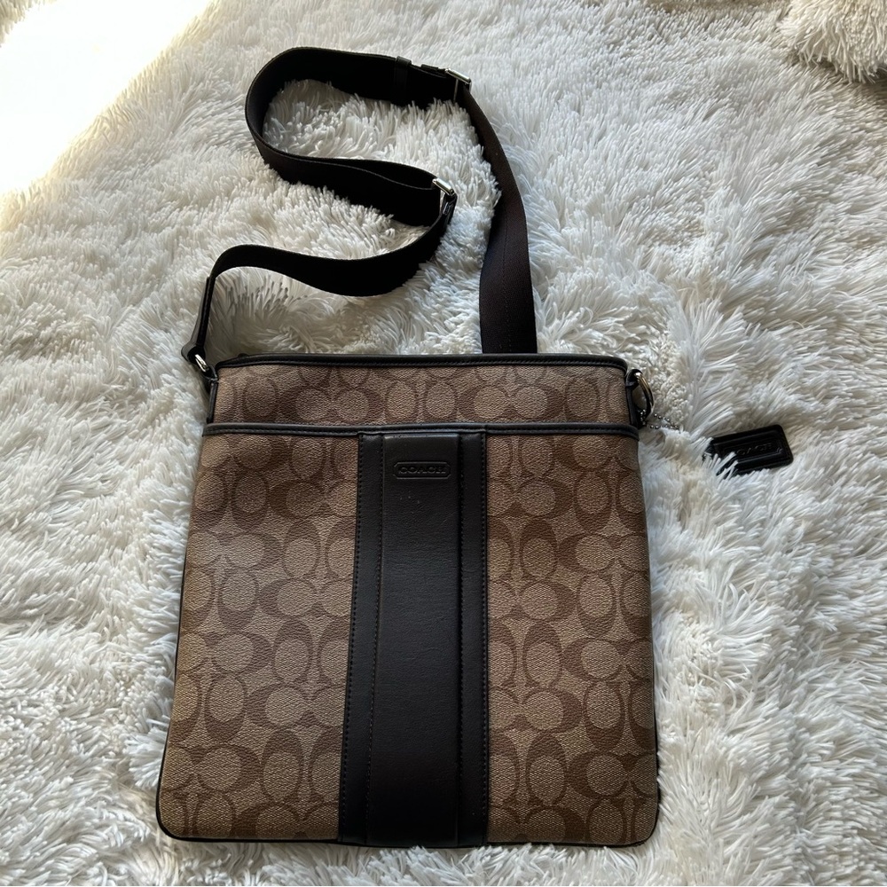 Coach Signature Brown and Black Cross-body Bag